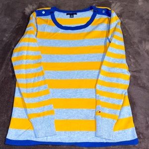 Tommy Hilfiger Striped Sweater with Buttons on the Shoulders